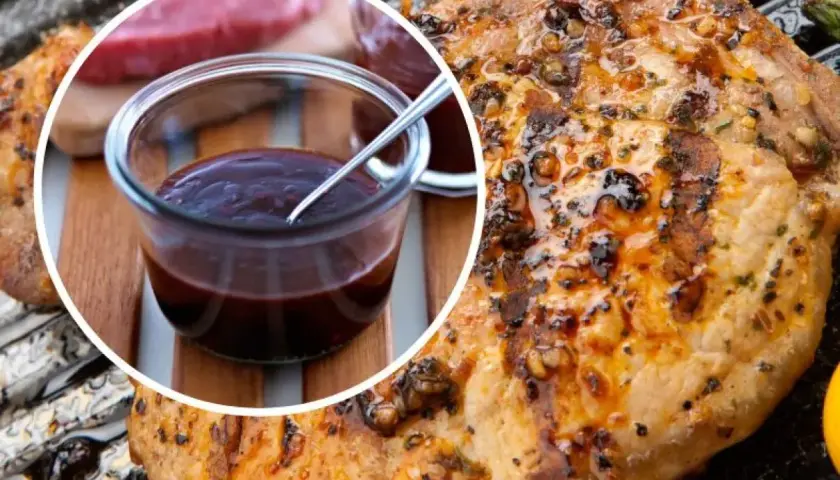 Soczysty schab z grilla, polany aromatycznym sosem BBQ. Idealny na letnie wieczory.